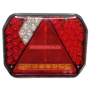 Feu LED arrière droit 8 fonctions à clignotant défilant éclaireur de plaque latéral avec SM latéral (Triangle) - connecteurs LI® 520281SM