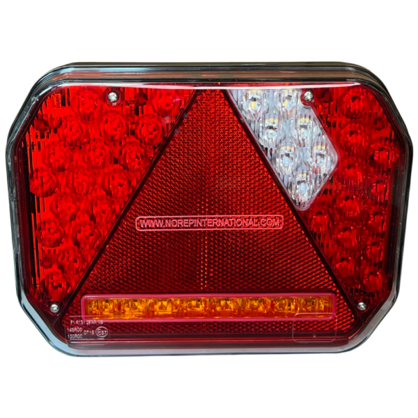 Feu LED arrière gauche 8 fonctions à clignotant défilant éclaireur de plaque longue avec SM latéral (Triangle) - connecteurs LI® 520284SM