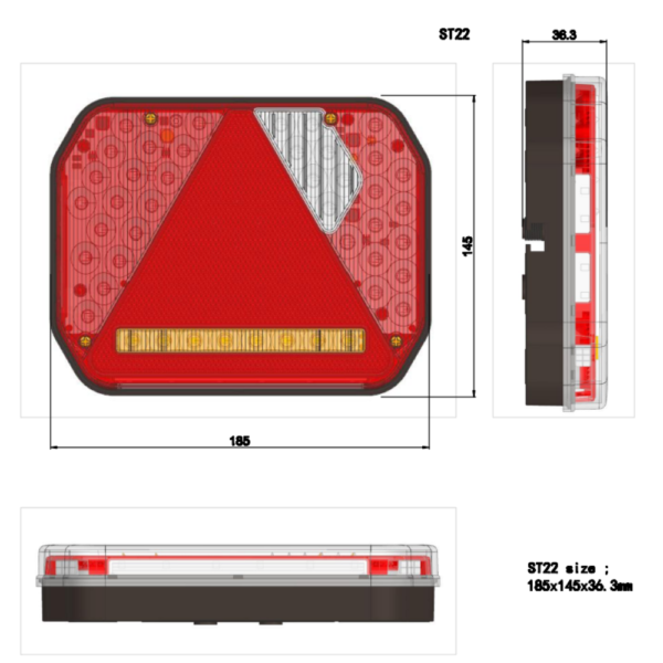 Feu LED arrière gauche 6 fonctions à clignotant défilant (Triangle) - connecteurs LI® 520273 – Image 11