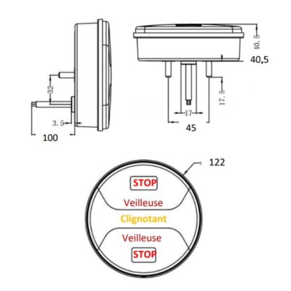 Feu LED arrière gauche rond Ø122 à clignotant défilant 3 fonctions - connecteurs LI® 540202-LI03F – Image 7