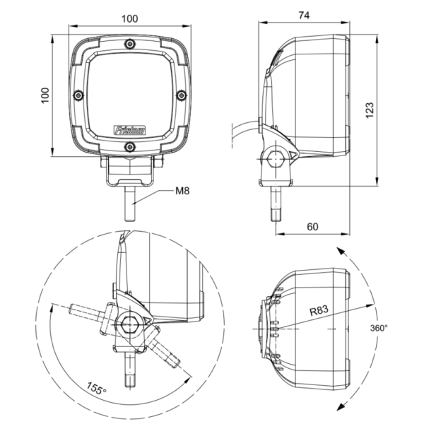 Projecteur Travail 9 LED 12-36V 1450 lm câble et connectique LI® 570924-LI03F – Image 6