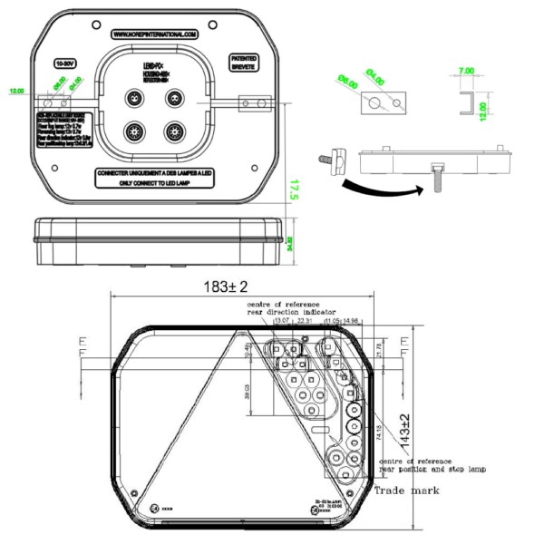 Feu arrière LED droit 4 fonctions doublées (Triangle) - connecteurs LI® 520044 – Image 7